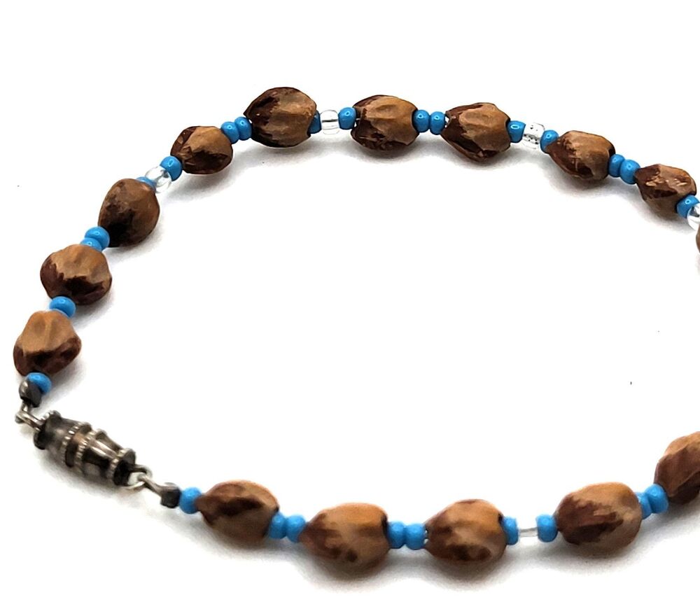 Native American Southwest Bead Shell Bracelet Blue 7in